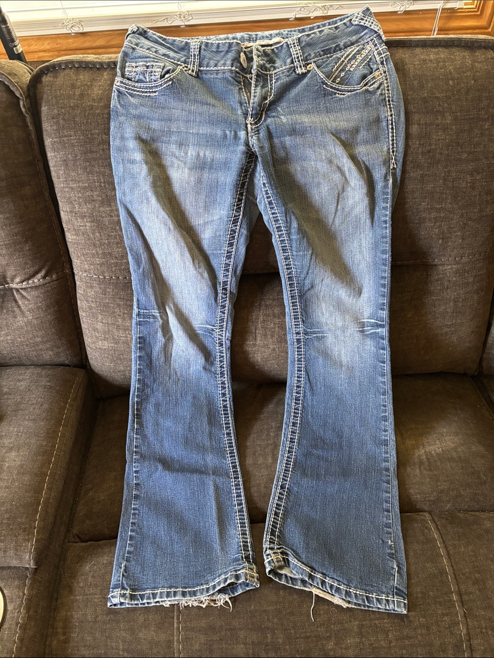 Amethyst Jeans Faded Blue Flare Wide Leg